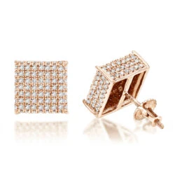 Cube Diamond Earrings For Men & Women 10K White Gold Square Stud Earrings 0.7ct -Jewelry Sales Store diamond earrings 10k gold diamond stud earrings 115ct p 13 ro