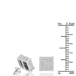 Cube Diamond Earrings For Men & Women 10K White Gold Square Stud Earrings 0.7ct -Jewelry Sales Store diamond earrings 10k gold diamond stud earrings 115ct p 13 rulerwh