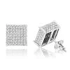 Cube Diamond Earrings For Men & Women 10K White Gold Square Stud Earrings 0.7ct