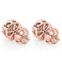 Diamond Earrings Cluster Stud Style 1/2ct 14K Yellow Gold -Jewelry Sales Store diamond earrings cluster stud style 12ct 14k gold backro