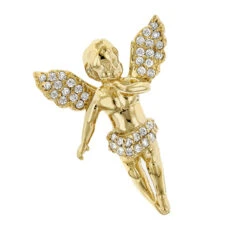 Baby Diamond Little Angel Pendant 14K Yellow Gold 0.25ct Mini Charm