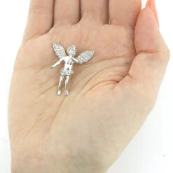 Real Diamond Angel Pendant 14K White Gold 0.5ct Small Charm -Jewelry Sales Store diamond little angel pendant 14k gold 049ct 3