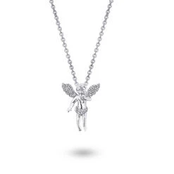 Real Diamond Angel Pendant 14K White Gold 0.5ct Small Charm -Jewelry Sales Store diamond little angel pendant 14k gold 049ct 4