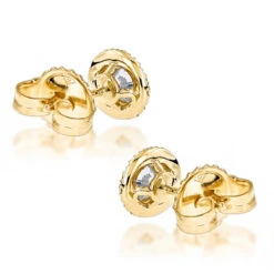 14K Yellow Gold Halo Design 1 Carat Diamond Stud Earrings For Men & Women Sale -Jewelry Sales Store diamond studs 14k cluster diamond stud earrings 70ct p 6934 backye 1