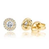 14K Yellow Gold Halo Design 1 Carat Diamond Stud Earrings For Men & Women Sale