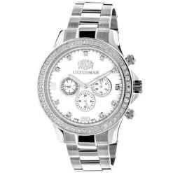 Diamond Luxurman Liberty 2ct Diamond Bezel Watch White MOP Dial