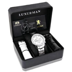 Diamond Luxurman Liberty 2ct Diamond Bezel Watch White MOP Dial -Jewelry Sales Store diamond watches for men luxurman liberty diamond bezel watch white mop 2ct 4
