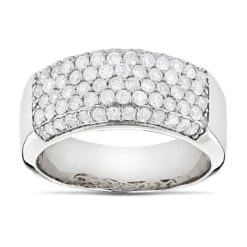 Diamond Wedding Bands 14K White Gold Designer Diamond Band 1.59ct