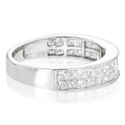 2 Carat Princess Cut Invisible Set Diamond 14K White Gold Wedding Band -Jewelry Sales Store diamond wedding rings 14k diamond wedding band 186 p 7038 backwh