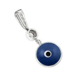 14K White Gold 0.10ct Diamond Blue Evil Eye Pendant 3/8in (10mm) -Jewelry Sales Store evil eye jewelry 14k diamond evil eye pendant blue 10 p 6232 backwh