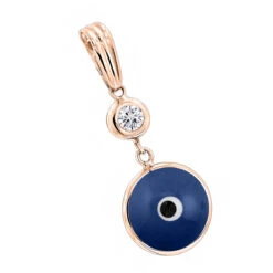 14K White Gold 0.10ct Diamond Blue Evil Eye Pendant 3/8in (10mm) -Jewelry Sales Store evil eye jewelry 14k diamond evil eye pendant blue 10 p 6232 ro