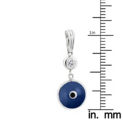 14K White Gold 0.10ct Diamond Blue Evil Eye Pendant 3/8in (10mm) -Jewelry Sales Store evil eye jewelry 14k diamond evil eye pendant blue 10 p 6232 rulerwh