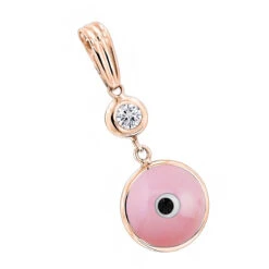 14K White Gold & Diamond Evil Eye Pendant Pink 0.10 -Jewelry Sales Store evil eye jewelry 14k diamond evil eye pendant pink 010 p 6228 ro