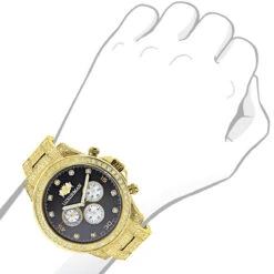 Fully Iced Out Men's Diamond Watch 3ct Yellow Gold Plt Luxurman Swiss Movement -Jewelry Sales Store fully iced out mens diamond watch 3ct yellow gold plt luxurman swiss movement bod