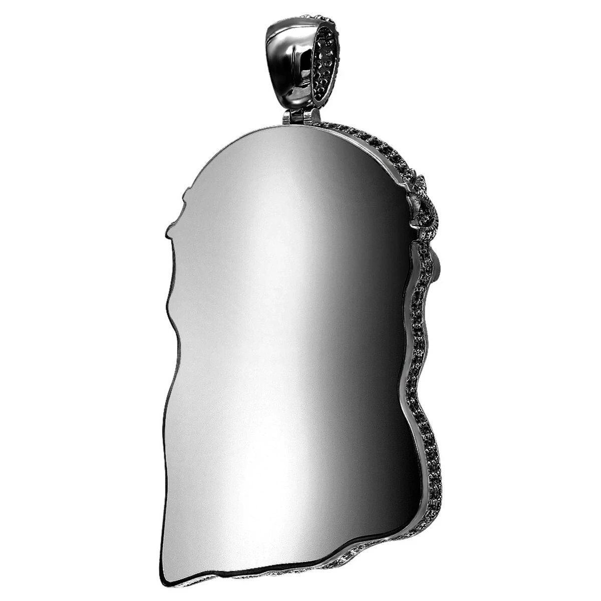 Genuine Black Diamond Jesus Pendant Sterling Silver Jesus Head Piece 12ct 2 Genuine Black Diamond Jesus Pendant Sterling Silver Jesus Head Piece 12ct - Image 2