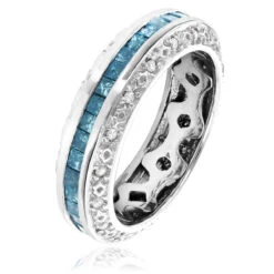 Gold Blue Diamond Wedding Band Eternity Ring 2.64ct -Jewelry Sales Store gold blue diamond wedding band eternity ring 264ct p 7202 backwh