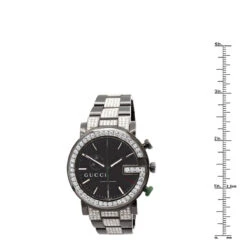 Men's Chrono Gucci Fully Iced Out Watch 7.5ct 101G Black YA101331 -Jewelry Sales Store gucci watches chrono mens diamond watch 750ct black p 35277 ruler