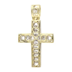 Hip Hop 10K Yellow Gold Cuban Link Chain Diamond Cross Pendant For Men -Jewelry Sales Store hip hop jewelry 10k gold cuban link chain diamond cross pendant for men backye