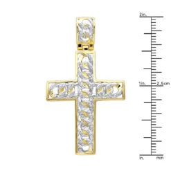 Hip Hop 10K Yellow Gold Cuban Link Chain Diamond Cross Pendant For Men -Jewelry Sales Store hip hop jewelry 10k gold cuban link chain diamond cross pendant for men rulerye