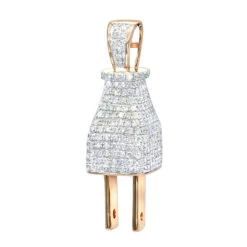 Hip Hop 10K Yellow Gold 3D Real Gold And Diamond Power Plug Pendant For Men -Jewelry Sales Store hip hop jewelry 3d real gold and diamond power plug pendant for men 10k ro