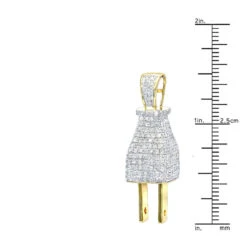 Hip Hop 10K Yellow Gold 3D Real Gold And Diamond Power Plug Pendant For Men -Jewelry Sales Store hip hop jewelry 3d real gold and diamond power plug pendant for men 10k rulerye