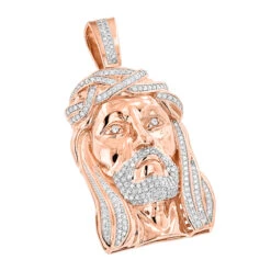 Real Hip Hop Large 14K White Gold Diamond Jesus Face Pendant 7ct -Jewelry Sales Store hip hop jewelry diamond jesus face pendant 355ct p 23047 ro