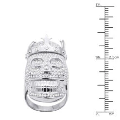 Hip Hop Men's Diamond Silver Skull Ring 2.75ct -Jewelry Sales Store hip hop jewelry mens diamond skull ring 275ct silver p 46629 ruler
