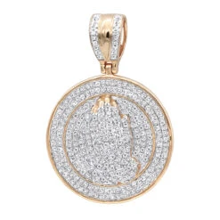 Hip Hop Praying Hands Diamond Pendant For Men 14K Yellow Gold Medallion -Jewelry Sales Store hip hop jewelry praying hands diamond pendant for men 14k gold medallion ro