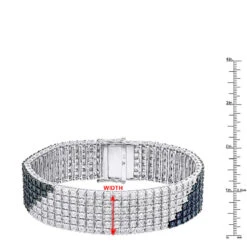 Hip Hop White Blue Diamond Bracelet For Men 1.23ct Silver -Jewelry Sales Store hip hop jewelry white blue diamond bracelet for men 123ct silver rulerwh