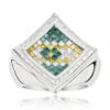 Hip Hop Men's Color Diamond Ring 14K White Gold 2.50ct
