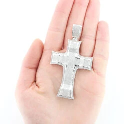 Hip Hop Silver Men's Diamond Cross Pendant 2ct Large -Jewelry Sales Store hip hop silver jewelry mens diamond cross pendant 2ct large 3