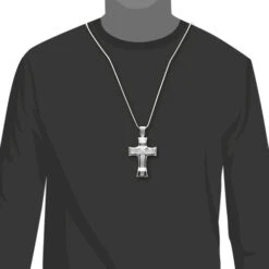 Hip Hop Silver Men's Diamond Cross Pendant 2ct Large -Jewelry Sales Store hip hop silver jewelry mens diamond cross pendant 2ct large 4