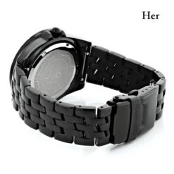 His And Hers Black Centorum Chronograph 1.05ct Diamond Watch Set -Jewelry Sales Store his and hers watches centorum chronograph diamond watch set 105ct black 1 backwh