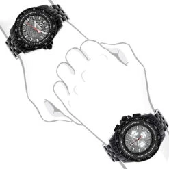 His And Hers Black Centorum Chronograph 1.05ct Diamond Watch Set -Jewelry Sales Store his and hers watches centorum chronograph diamond watch set 105ct black 1 bod