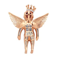 Iced Out Crowned Angel Pendant With Diamonds 10K Yellow Gold 1.5ct -Jewelry Sales Store iced out crowned angel pendant with diamonds in 10k gold 164ct backro