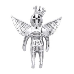 Iced Out Crowned Angel Pendant With Diamonds 10K Yellow Gold 1.5ct -Jewelry Sales Store iced out crowned angel pendant with diamonds in 10k gold 164ct backwh