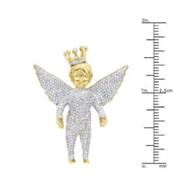 Iced Out Crowned Angel Pendant With Diamonds 10K Yellow Gold 1.5ct -Jewelry Sales Store iced out crowned angel pendant with diamonds in 10k gold 164ct rulerye
