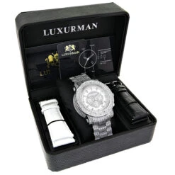 Iced Out Luxurman Diamond Watch With Chronograph 2ct Escalade -Jewelry Sales Store iced out luxurman diamond watch with chronograph 2ct escalade box