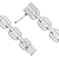 Iced Out Men's Diamond Bracelet 10K Yellow Gold 10 Carats Round Baguette Diamonds -Jewelry Sales Store iced out mens diamond bracelet 10k gold 10 carats round baguette diamonds 407171 clasp white