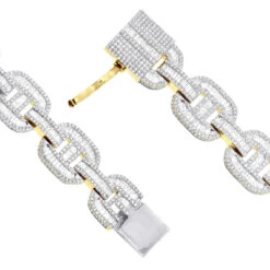 Iced Out Men's Diamond Bracelet 10K Yellow Gold 10 Carats Round Baguette Diamonds -Jewelry Sales Store iced out mens diamond bracelet 10k gold 10 carats round baguette diamonds 407171 clasp yellow