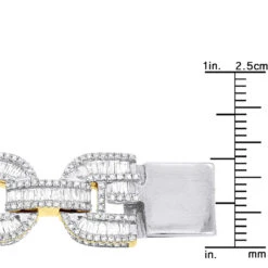 Iced Out Men's Diamond Bracelet 10K Yellow Gold 10 Carats Round Baguette Diamonds -Jewelry Sales Store iced out mens diamond bracelet 10k gold 10 carats round baguette diamonds 407171 ruler yellow