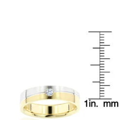 Inverse Men's Diamond Wedding Band 14K Yellow Gold 0.06ct -Jewelry Sales Store inverse mens diamond wedding band 14k gold 006ct ruler