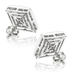 Invisible Set Princess Cut Diamond Stud Earrings 3.05ct 14K White Gold -Jewelry Sales Store invisible set princess cut diamond stud earrings 305ct 14k gold backwh