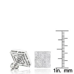 Invisible Set Princess Cut Diamond Stud Earrings 3.05ct 14K White Gold -Jewelry Sales Store invisible set princess cut diamond stud earrings 305ct 14k gold rulerwh