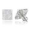 Invisible Set Princess Cut Diamond Stud Earrings 3.05ct 14K White Gold