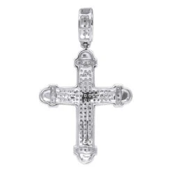 14K White Gold Real Diamond Cross Pendant For Men & Women 0.35ct Bottony Trefly -Jewelry Sales Store jewelry 14k gold real diamond cross pendant for men women 035ct bottony trefly backwh