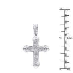 14K White Gold Real Diamond Cross Pendant For Men & Women 0.35ct Bottony Trefly -Jewelry Sales Store jewelry 14k gold real diamond cross pendant for men women 035ct bottony trefly rulerwh