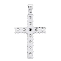 14K White Gold White And Black Diamond Cross Pendant For Men & Women 1.33ct -Jewelry Sales Store jewelry 14k gold white and black diamond cross pendant for men women 133ct backwh