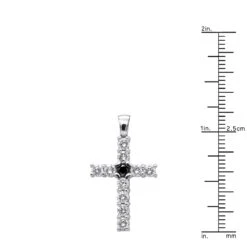 14K White Gold White And Black Diamond Cross Pendant For Men & Women 1.33ct -Jewelry Sales Store jewelry 14k gold white and black diamond cross pendant for men women 133ct rulerwh