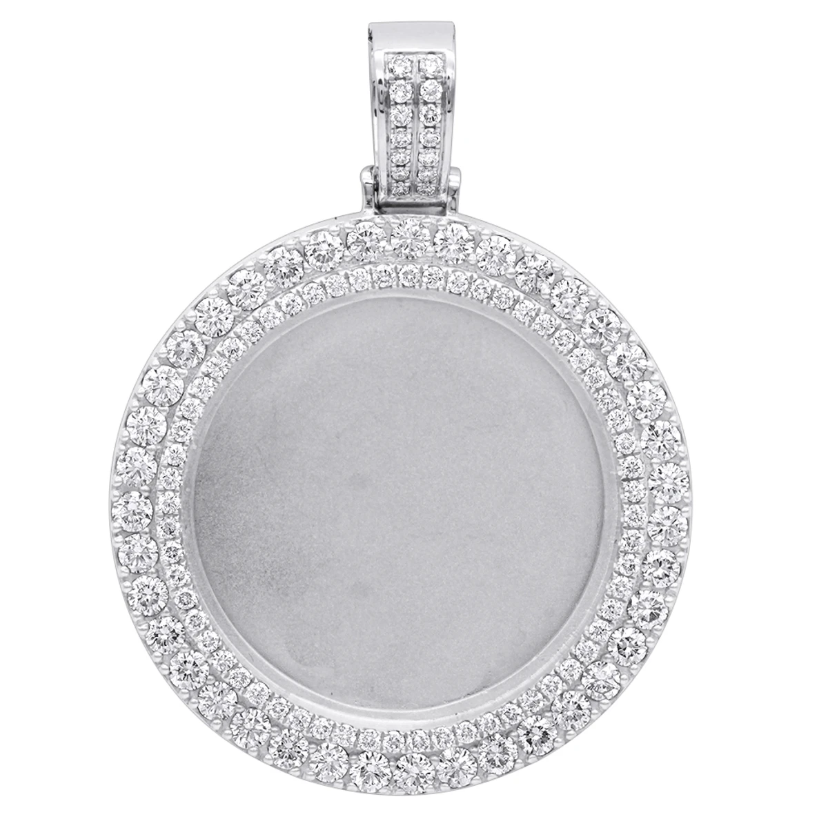 14K Yellow Gold Diamond Medallion Customizable Photo Memorial Pendant 3.7ct 2 14K Yellow Gold Diamond Medallion Customizable Photo Memorial Pendant 3.7ct - Image 2